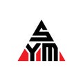 SYM triangle letter logo design with triangle shape. SYM triangle logo design monogram. SYM triangle vector logo template with red