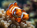 The symbiotic relationship between clownfish and sea anemones Royalty Free Stock Photo