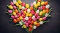 Symbol of Affection, Heart Shaped Bunch of Spring Flowers for Love Centered Creations Royalty Free Stock Photo