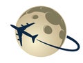 Symbol of airplane with moon.