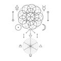 Symbol of alchemy and sacred geometry. Three primes: spirit, soul, body and 4 basic elements: Earth, Water, Air, Fire Royalty Free Stock Photo