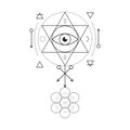 Symbol of alchemy and sacred geometry. Three primes: spirit, soul, body and 4 basic elements: Earth, Water, Air, Fire Royalty Free Stock Photo