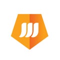 Symbol of Alphabet Letter W, Combined With Shinya Orange Pentagon Shapes. Flat Vector Illustration Design