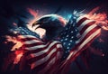 Symbol of America proud eagle and American flag. AI Generated