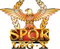 Symbol of the ancient Roman Empire with an eagle and the Latin abbreviation SPQR on an isolated background.