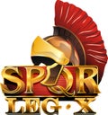 The symbol of the ancient Roman Empire with the helmet of the legionnaire and the abbreviation SPQR on an isolated background Royalty Free Stock Photo