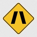 symbol Approaching narrow bridge sign on transparent background Royalty Free Stock Photo