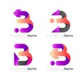 Symbol B logo and arrow design combination, 3d colorful Royalty Free Stock Photo