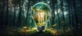 Energy bulb background concept innovation green light idea power technology lamp electricity nature ecology Royalty Free Stock Photo