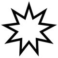 Symbol Bahai star of nine angles, nine is a sacred number Royalty Free Stock Photo