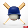 Symbol of a baseball. Helmet, ball and two bats. V Royalty Free Stock Photo