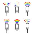 The symbol of belonging to sexual minorities. Set of icons microphones with rainbow sounds. Lesbians and gays. LGBT Sign