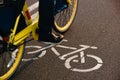 symbol of the bike path is a drawing on the asphalt