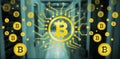 Composite image of symbol of bitcoin digital cryptocurrency Royalty Free Stock Photo