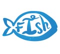 A symbol blue simple fish