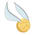 Symbol from the book about Harry Potter. The golden snitch from the movie. Vector illustration for great design