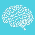 Symbol of brain pills on blue Royalty Free Stock Photo