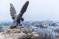 Symbol the bronze sculpture of an eagle fighting a snake on a Mashuk mountain in Royalty Free Stock Photo