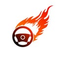 Symbol burning automobile steering