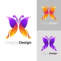 Symbol butterfly design template, 3d colorful