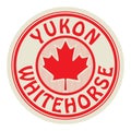 Symbol of Canada - The Maple Leaf, and text Yukon and Whitehorse