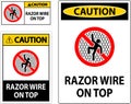 Symbol Caution Sign Razor Wire on Top