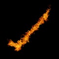 Symbol of check mark  fire flame on a black background Royalty Free Stock Photo
