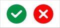 Symbol of check mark, web illustration. No correct and correct green and red choice. Red cross and green tick, no and