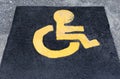 Symbol of Child wheel chair in parking lot Royalty Free Stock Photo