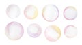 Illustration pack of multi colored soap bubbles. Royalty Free Stock Photo