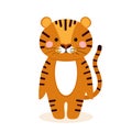 Symbol of the Chinese New Year 2022. Cute tiger. Cartoon vector illustration