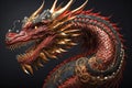 Symbol of Chinese New Year Majestic fiery red dragon. Traditional Asian zodiac sign according to eastern lunar calendar