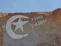 Symbol of the city the moon and star sign made on the cliff at Canoa Quebrada beach Royalty Free Stock Photo