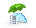 Symbol of cloud under green umbrella.