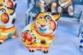 Handmade ceramic pig figure is a symbol for 2019 year