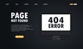 404 Symbol on computer screen. Page not found on computer. Error 404. Dark theme. Web page template. Vector EPS10. Illustration Royalty Free Stock Photo