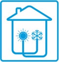 Symbol conditioner in home with sun and snowflake