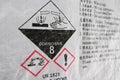 Symbol corrosive on the chemical bag