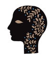 Symbol of Creative Human Mind. Black Female Profile.