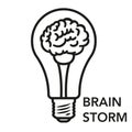 Symbol of creativity, creative idea and mind, thinking. Good idea. Light bulb and brain with a thin line Royalty Free Stock Photo