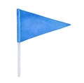 Watercolour sketch of triangular flag in light blue colour. Royalty Free Stock Photo