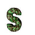 Symbol 3d in green camouflage. letter s