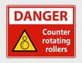 symbol Danger counter rotating rollers sign on transparent background