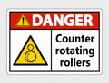 symbol Danger counter rotating rollers sign on transparent background