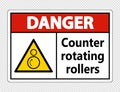 symbol Danger counter rotating rollers sign on transparent background