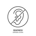 Symbol of deafness line icon. Editable stroke. Vector illustration
