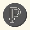 Symbol of digital crypto currency Peercoin, round linear icon with illusion of volume, simple color change