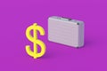 Symbol of dollar near metal suitcase. The state budget. Corruption in the government. Social help