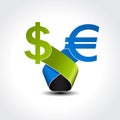 Symbol of dollar versus euro - choice currency Royalty Free Stock Photo