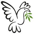 Symbol of the dove holding an olive branch to symbolize peace. Royalty Free Stock Photo